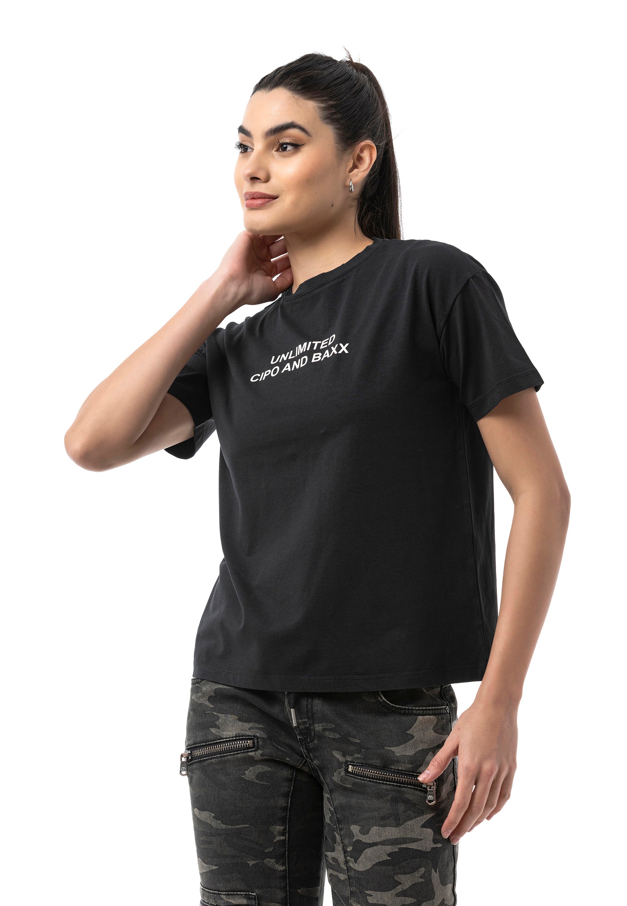 WT390 Women's Regular Fit Printed Basic T-Shirt