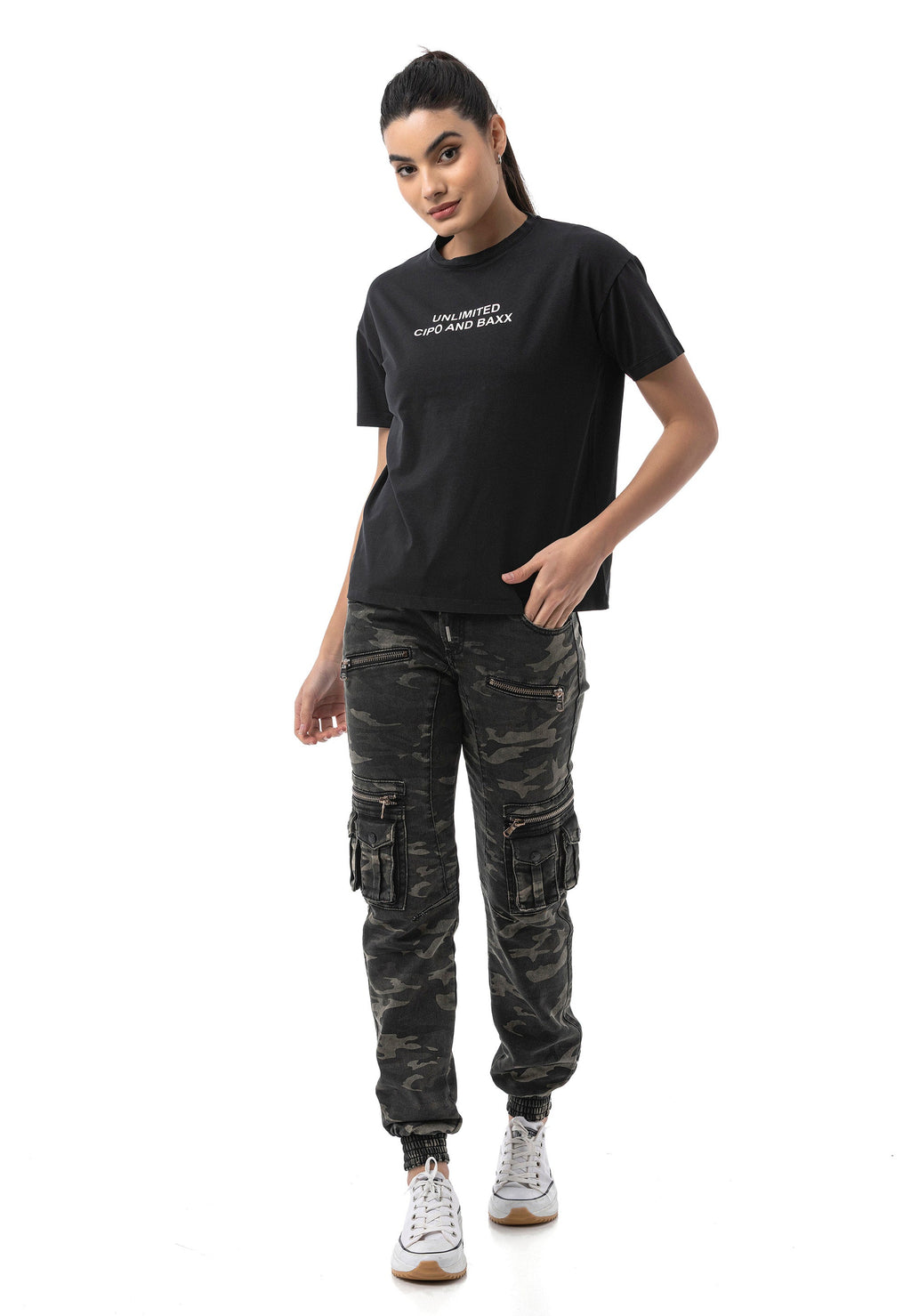 WT390 Women's Regular Fit Printed Basic T-Shirt