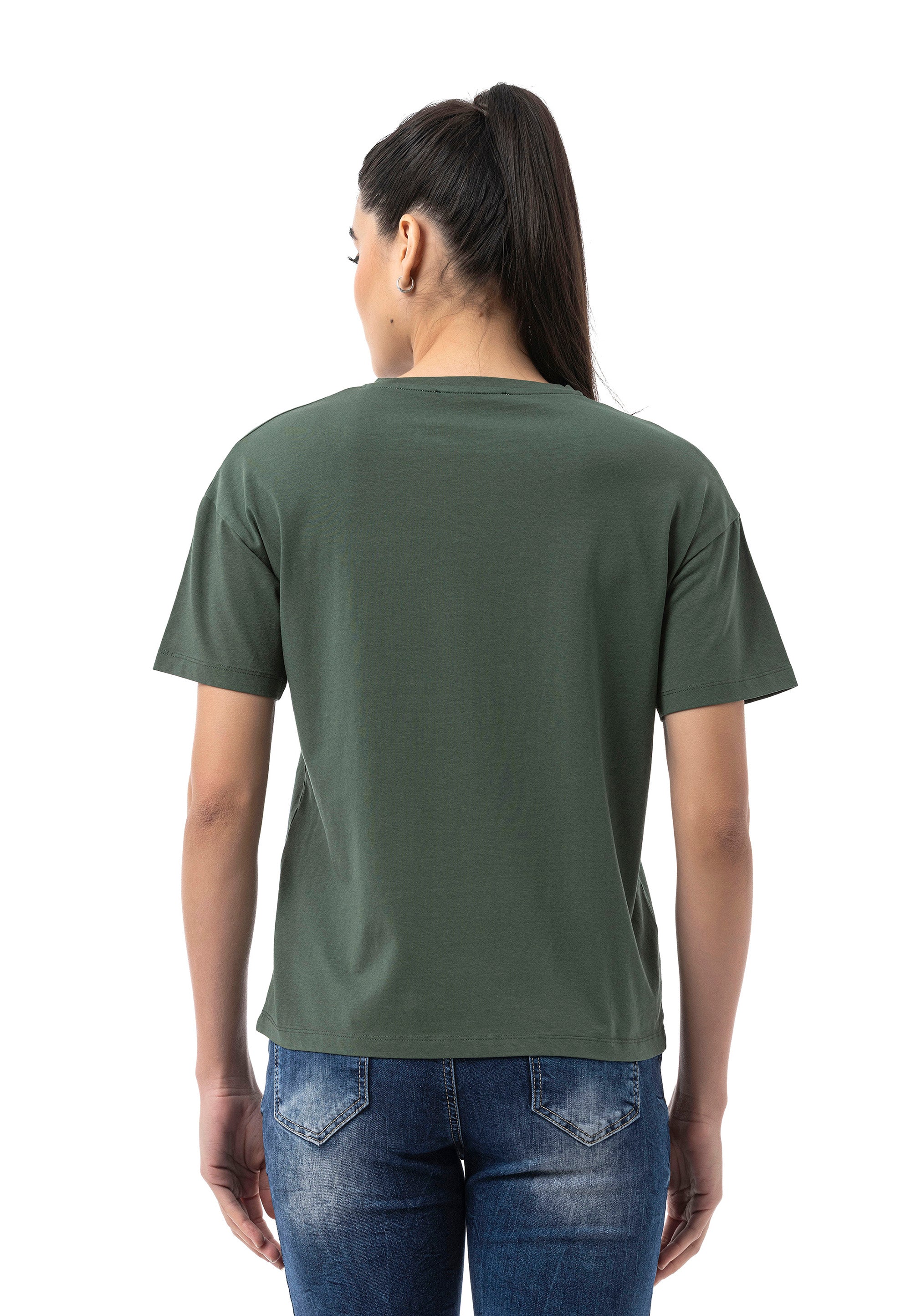 WT390 Women's Regular Fit Printed Basic T-Shirt