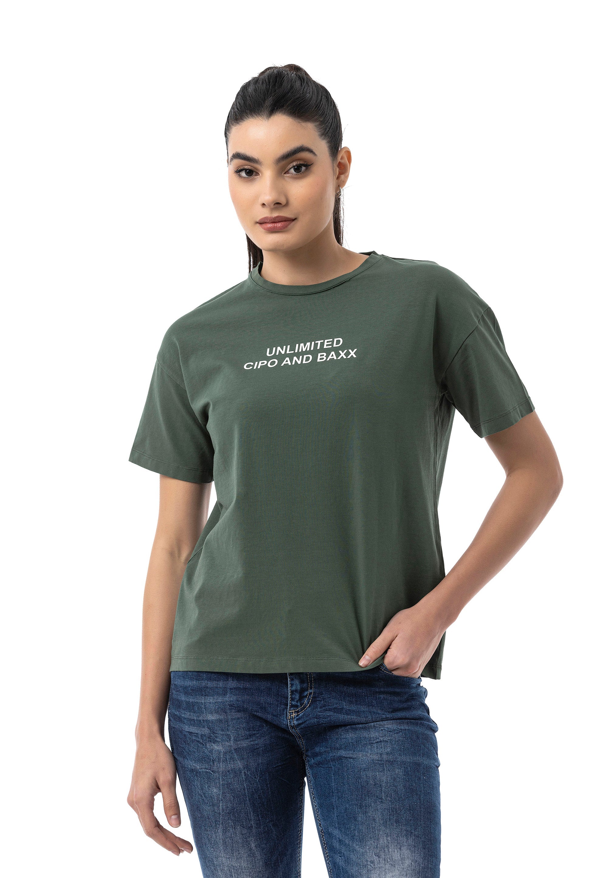 WT390 Women's Regular Fit Printed Basic T-Shirt