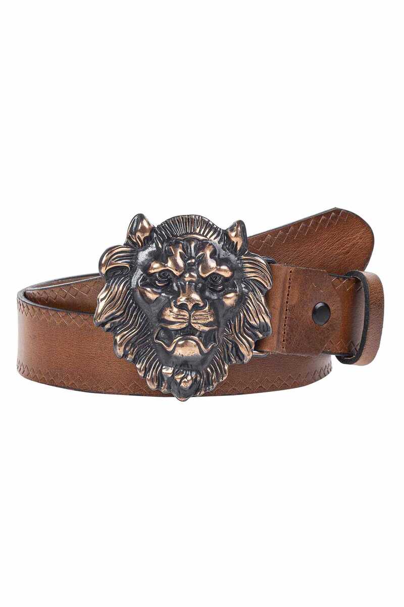 CG196 Lion Buckle Leather Belt