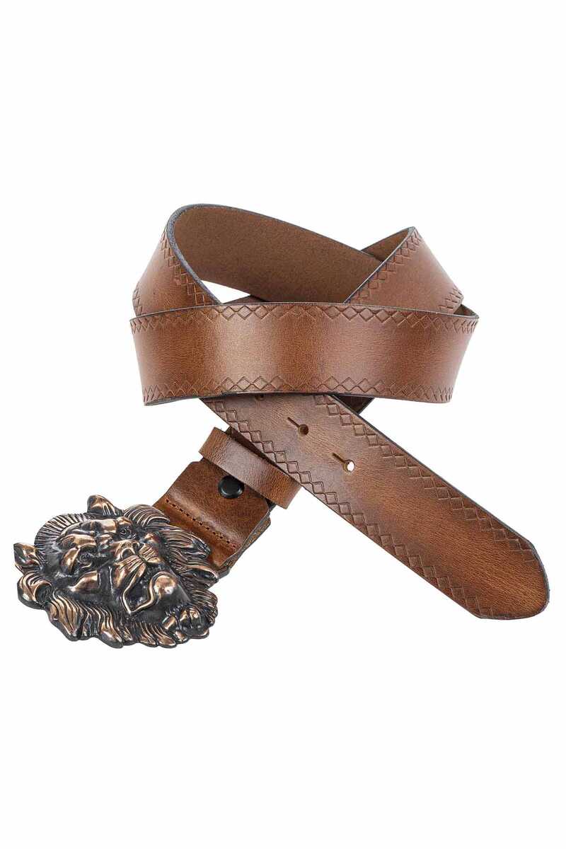 CG196 Lion Buckle Leather Belt