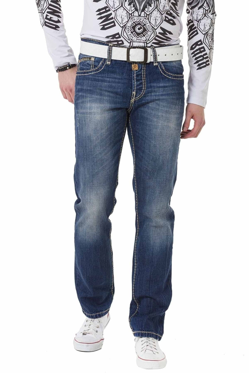 C-0688 Contrast Stitch Relaxed Fit Men's Jeans