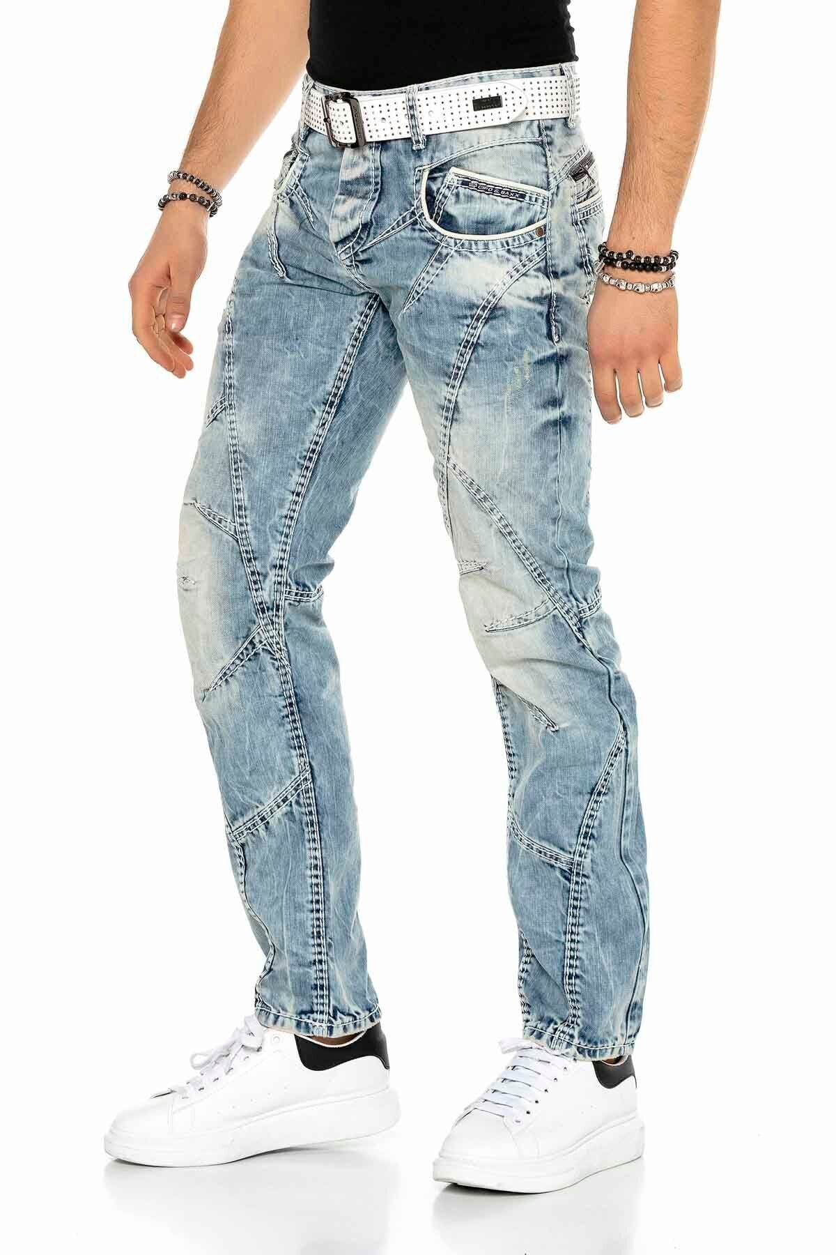 C-0894A Stitched Distressed Men's Jeans