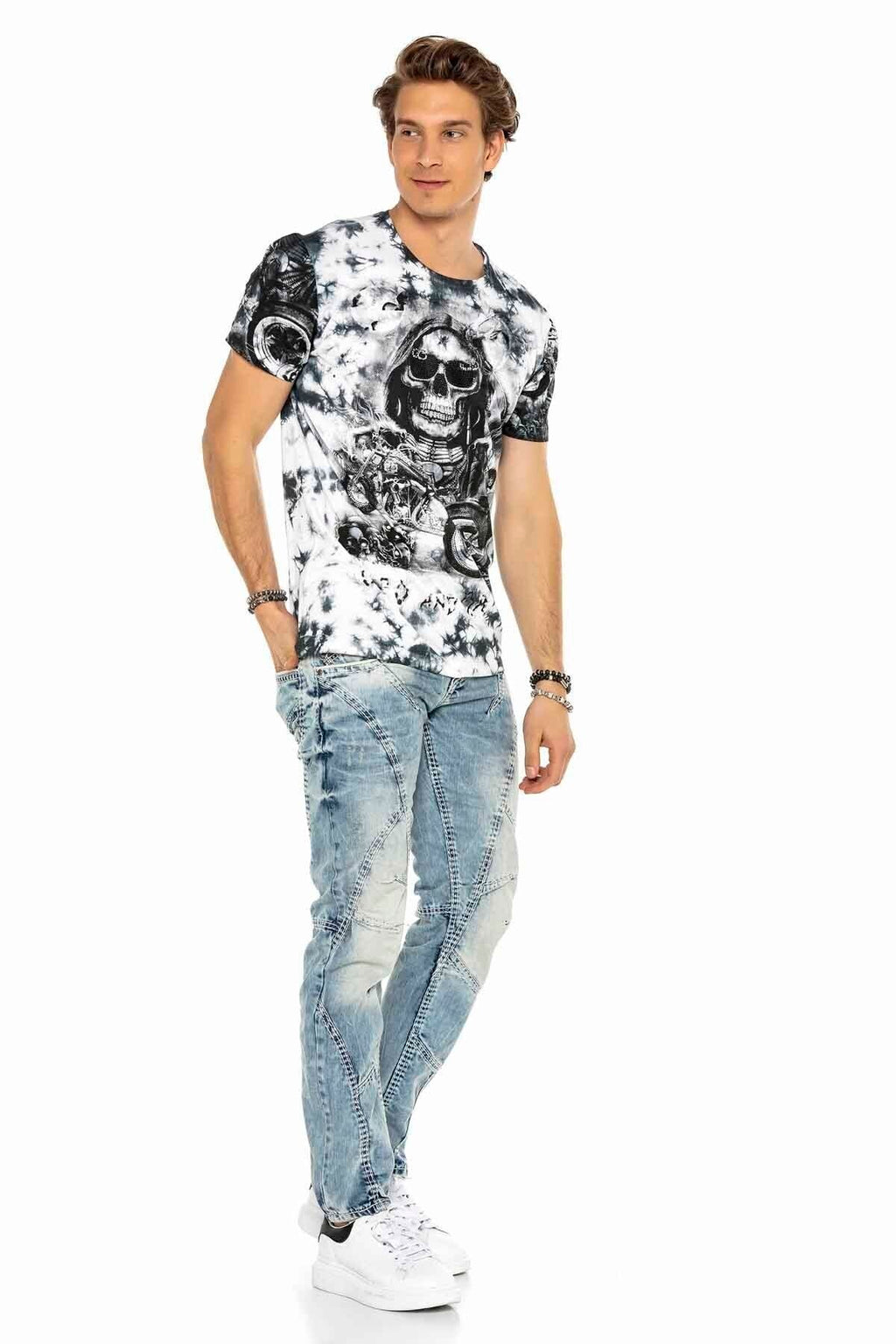 C-0894A Stitched Distressed Men's Jeans