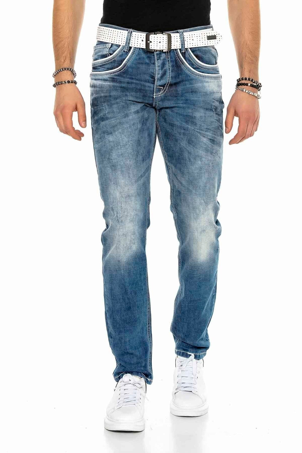 C-1127 Double-Layer Embroidered Pocket Men's Jeans