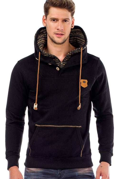 C44200 Double Collar Knit Detail Men's Sweatshirt