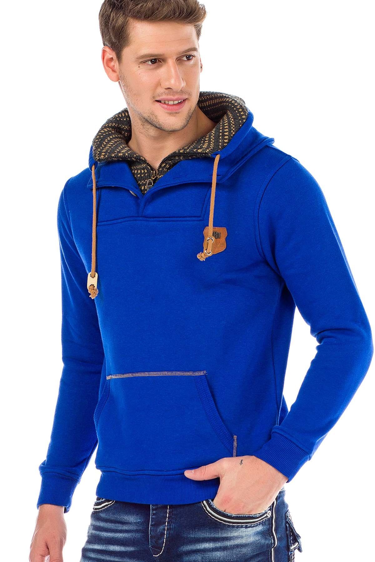 C44200 Double Collar Knit Detail Men's Sweatshirt
