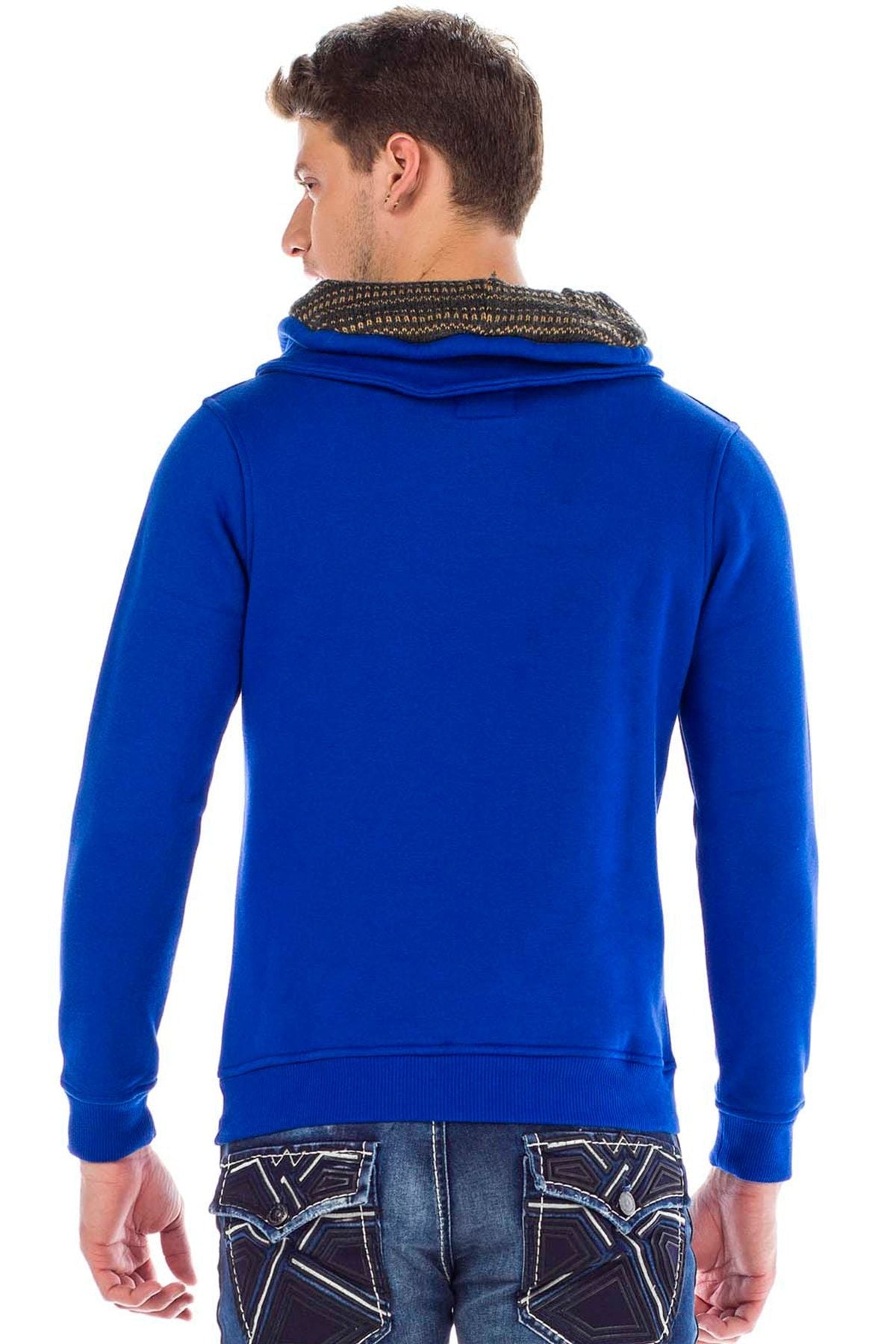 C44200 Double Collar Knit Detail Men's Sweatshirt
