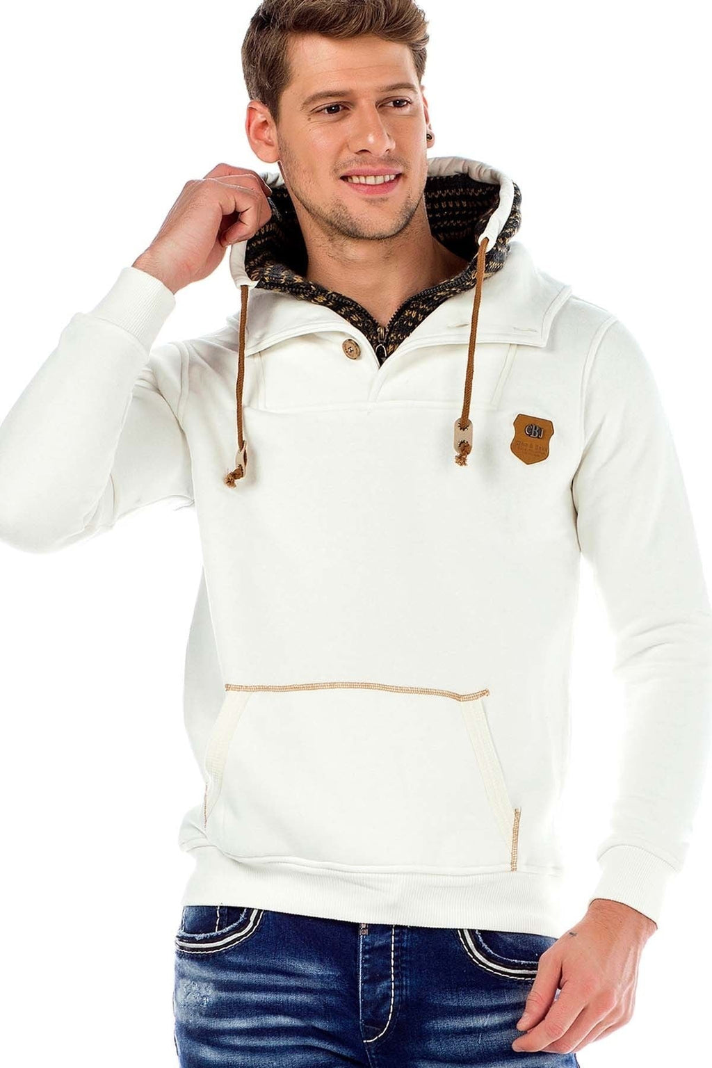C44200 Double Collar Knit Detail Men's Sweatshirt