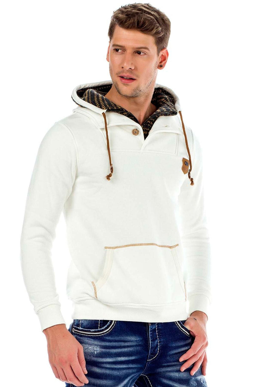 C44200 Double Collar Knit Detail Men's Sweatshirt