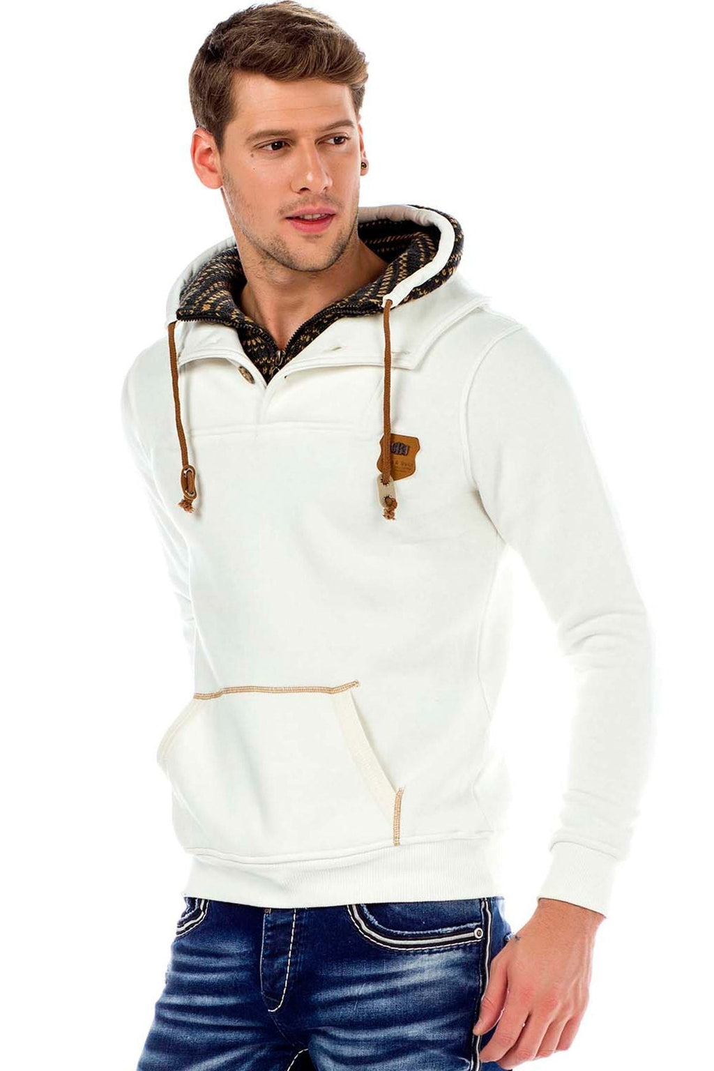 C44200 Double Collar Knit Detail Men's Sweatshirt