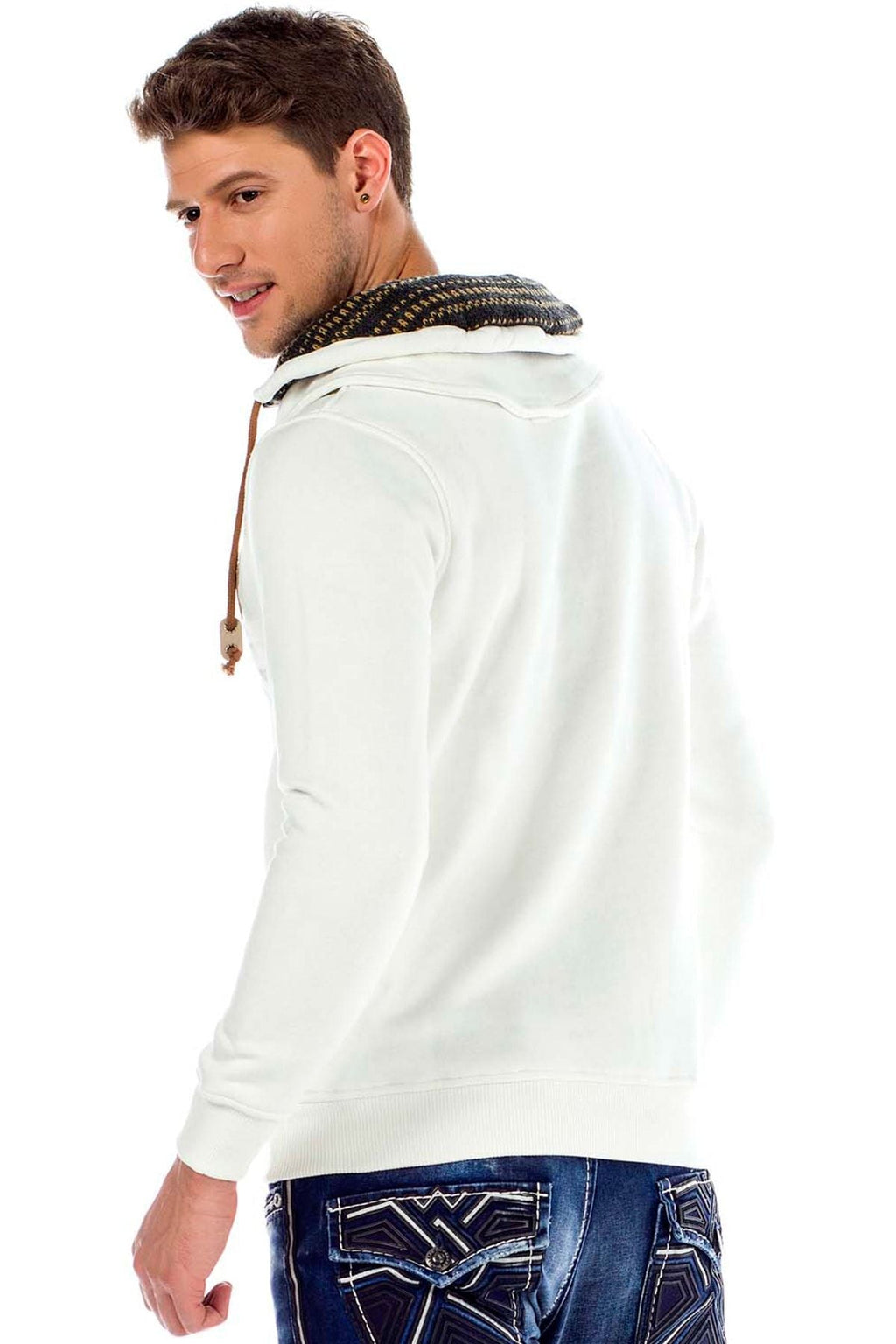 C44200 Double Collar Knit Detail Men's Sweatshirt