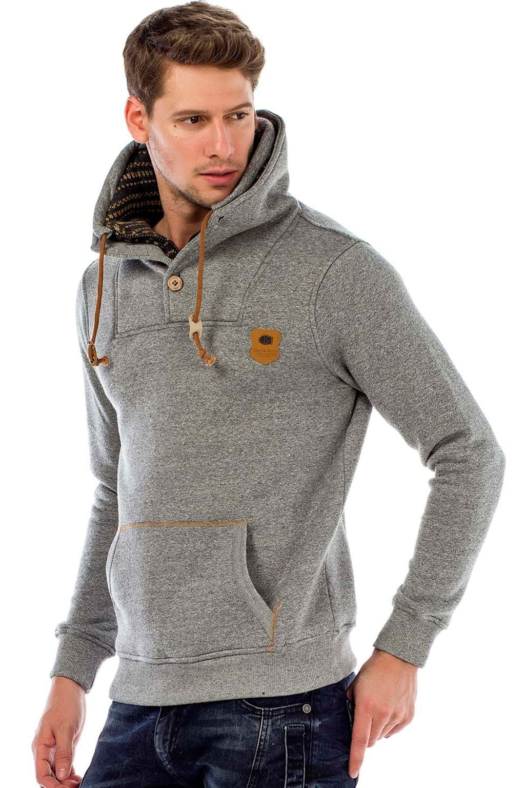 C44200 Double Collar Knit Detail Men's Sweatshirt