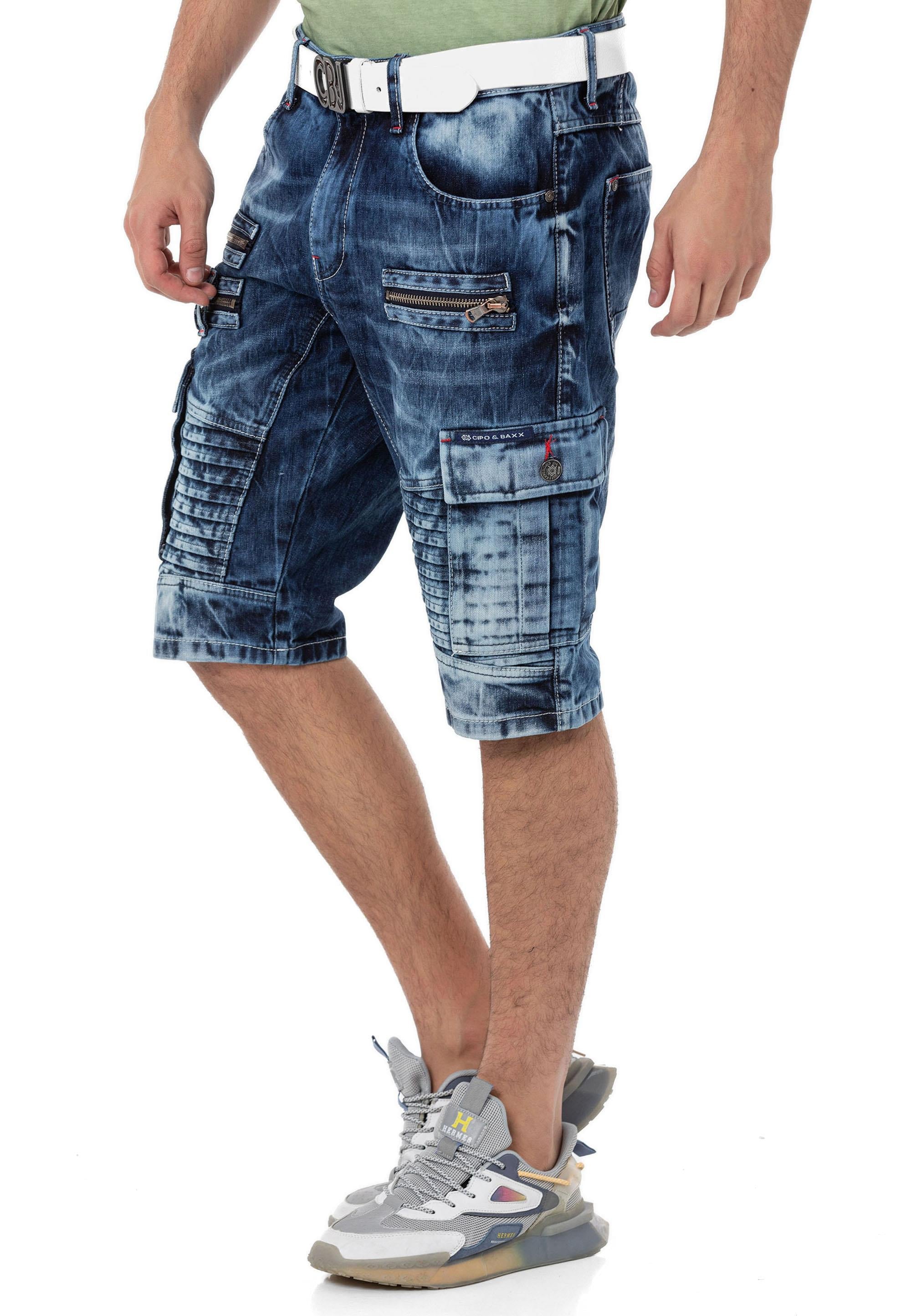 CK295 Eye-Catching Decorative Zip Men's Capris