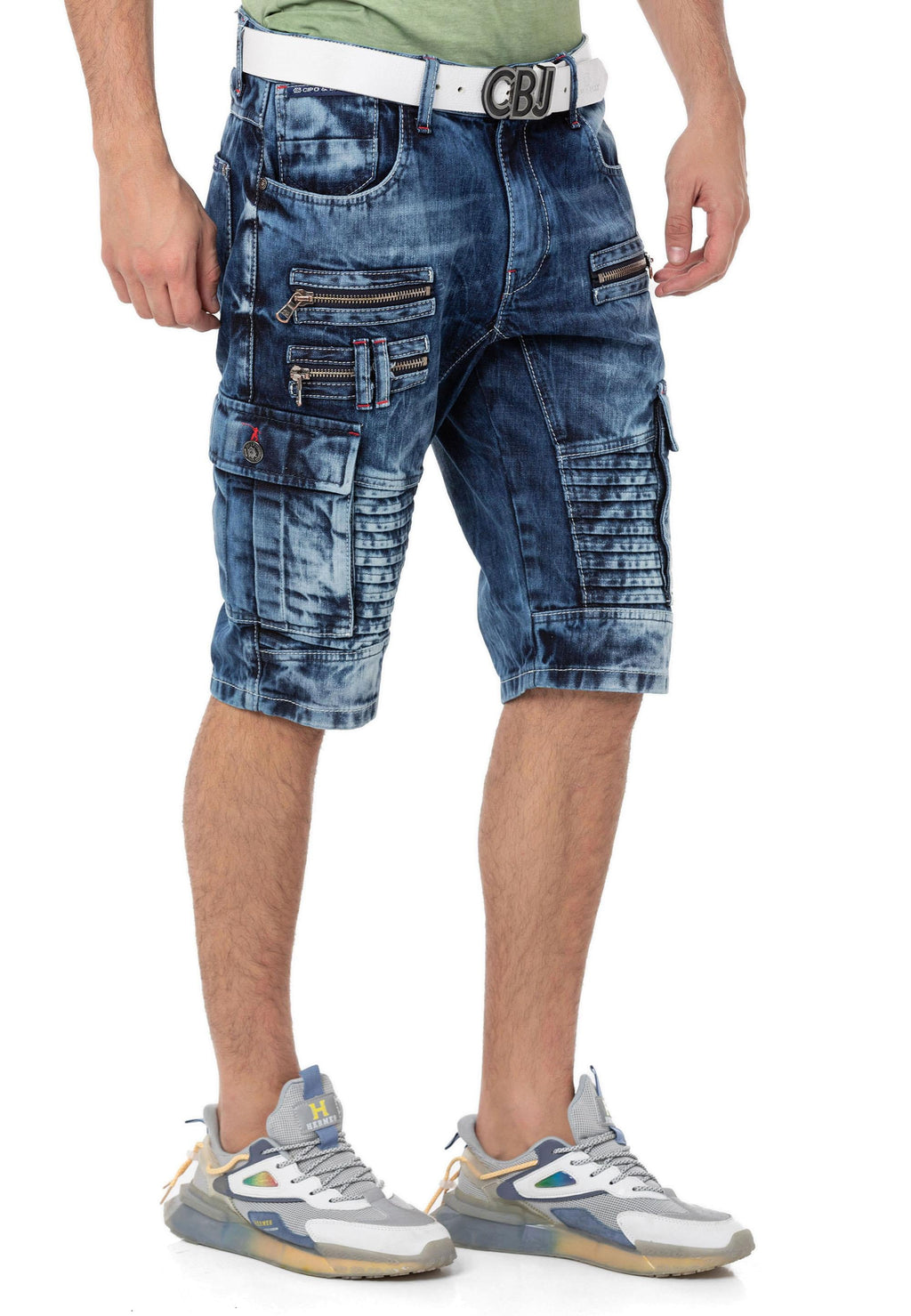 CK295 Eye-Catching Decorative Zip Men's Capris