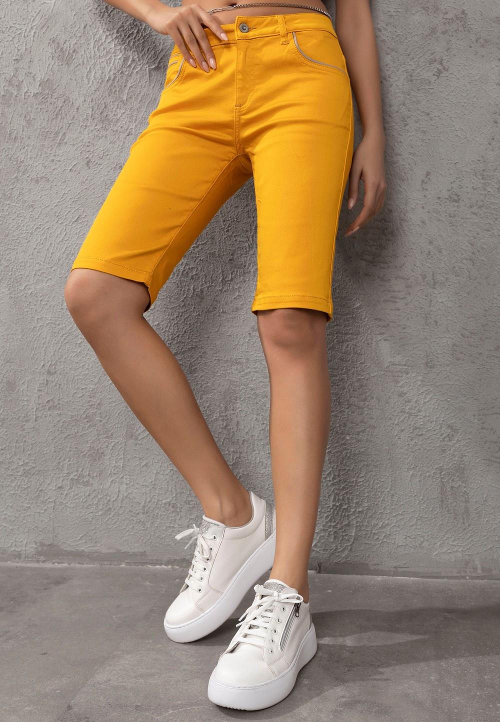 WK196 Contrast Pocket Trim Detail Women's Capris