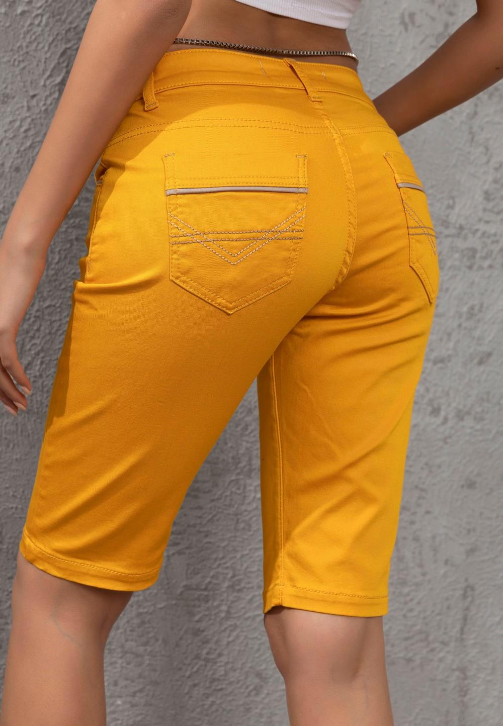 WK196 Contrast Pocket Trim Detail Women's Capris
