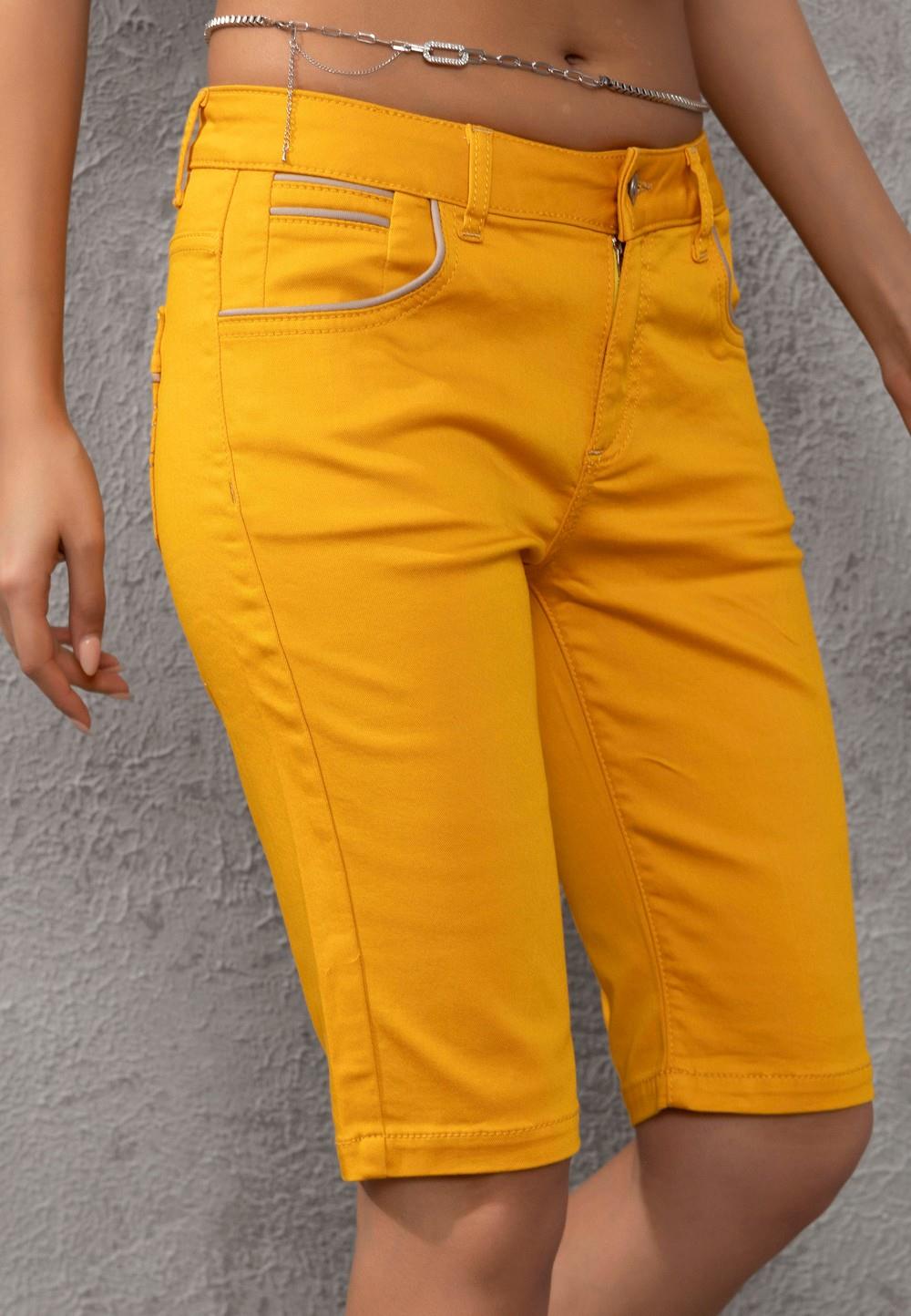 WK196 Contrast Pocket Trim Detail Women's Capris