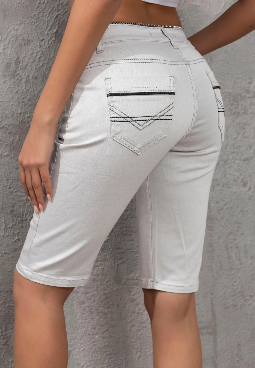 WK196 Contrast Pocket Trim Detail Women's Capris