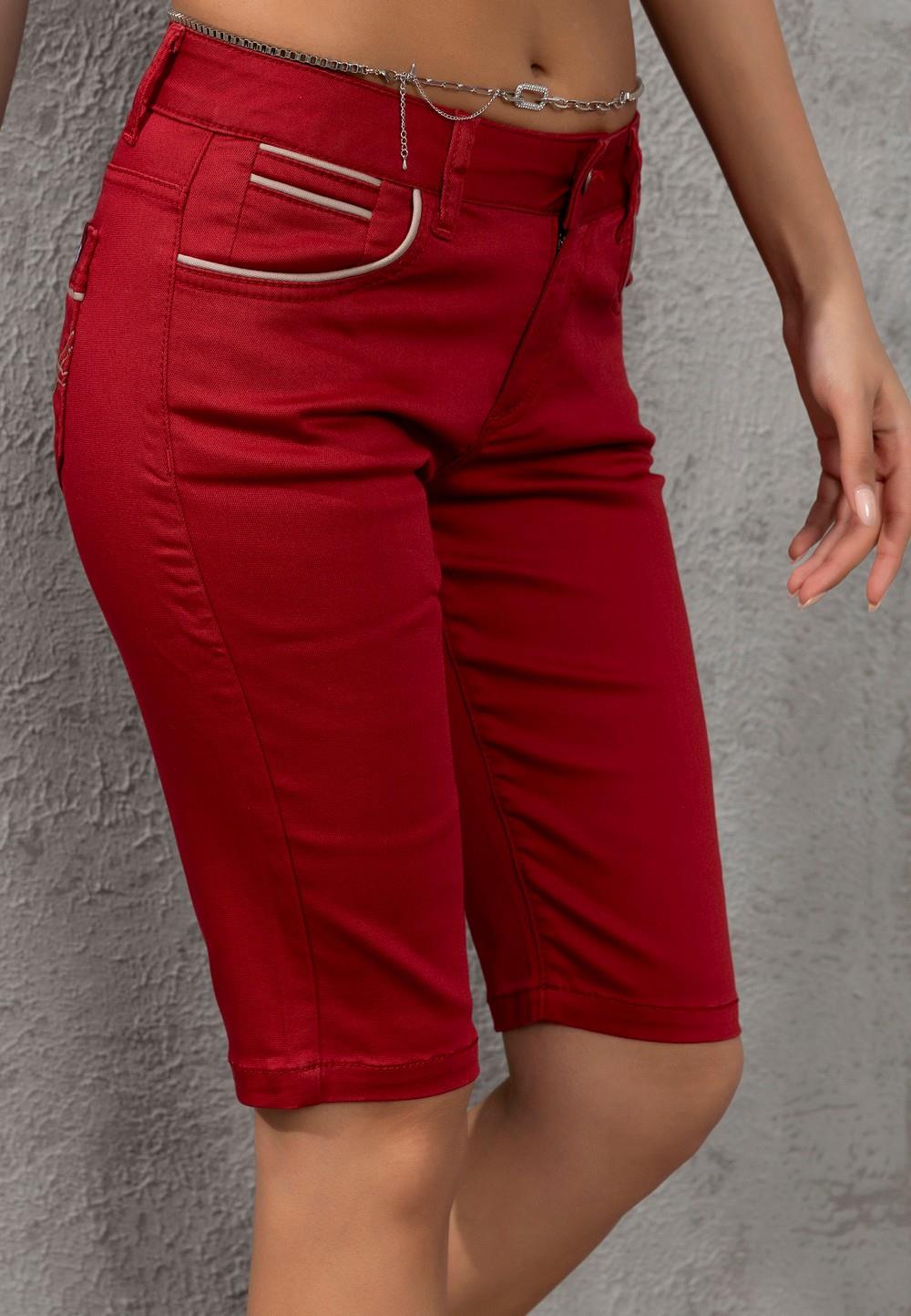 WK196 Contrast Pocket Trim Detail Women's Capris