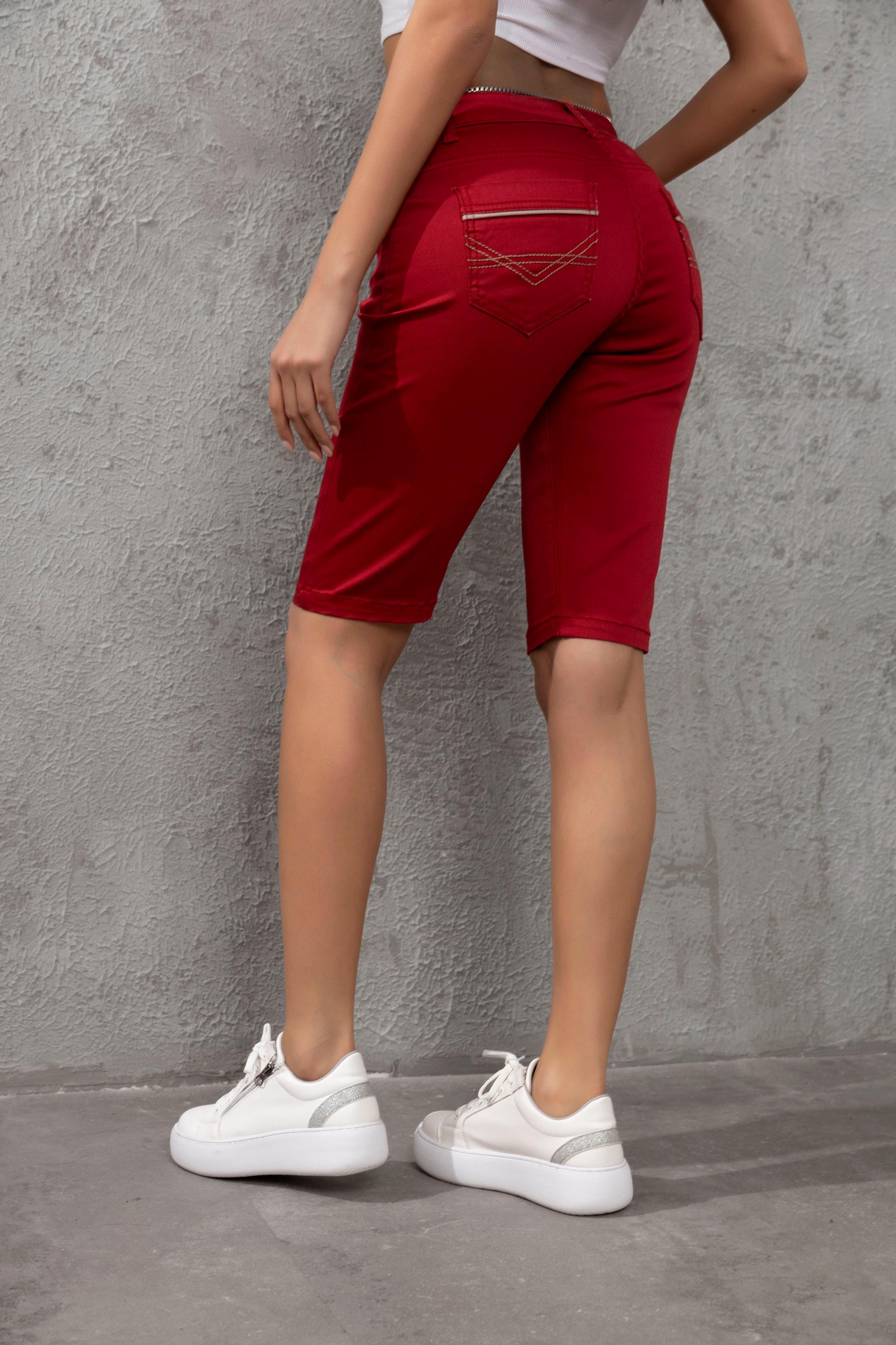 WK196 Contrast Pocket Trim Detail Women's Capris