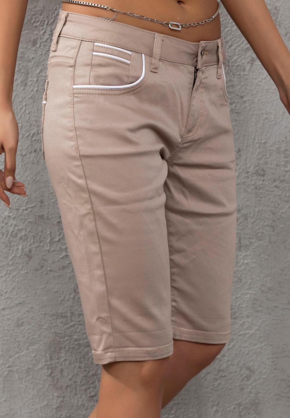 WK196 Contrast Pocket Trim Detail Women's Capris
