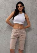 WK196 Contrast Pocket Trim Detail Women's Capris