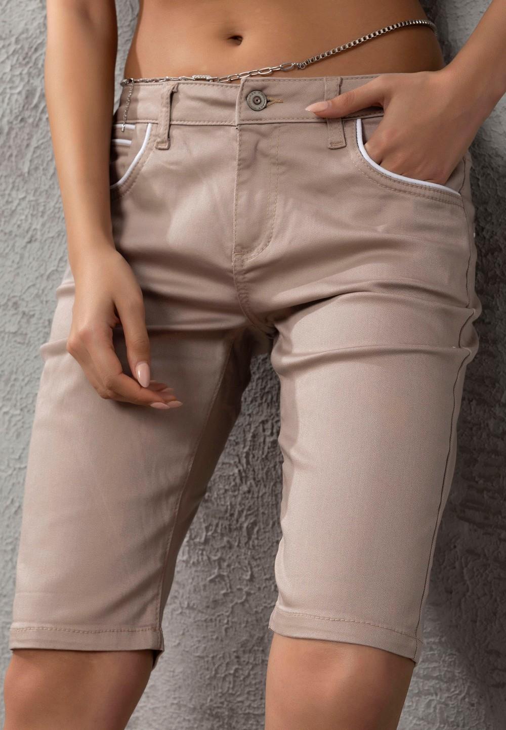 WK196 Contrast Pocket Trim Detail Women's Capris