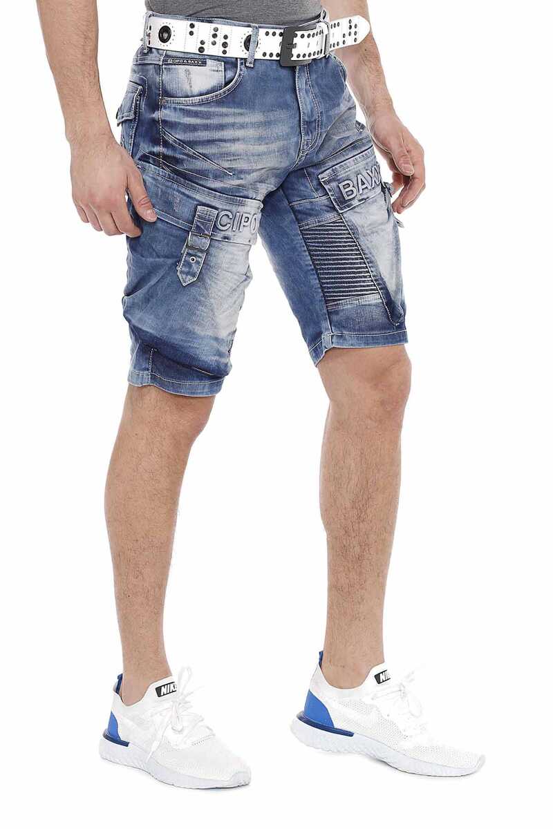 CK189 Cargo Pocket Washed Men's Denim Capri Shorts