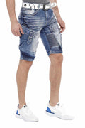 CK189 Cargo Pocket Washed Men's Denim Capri Shorts