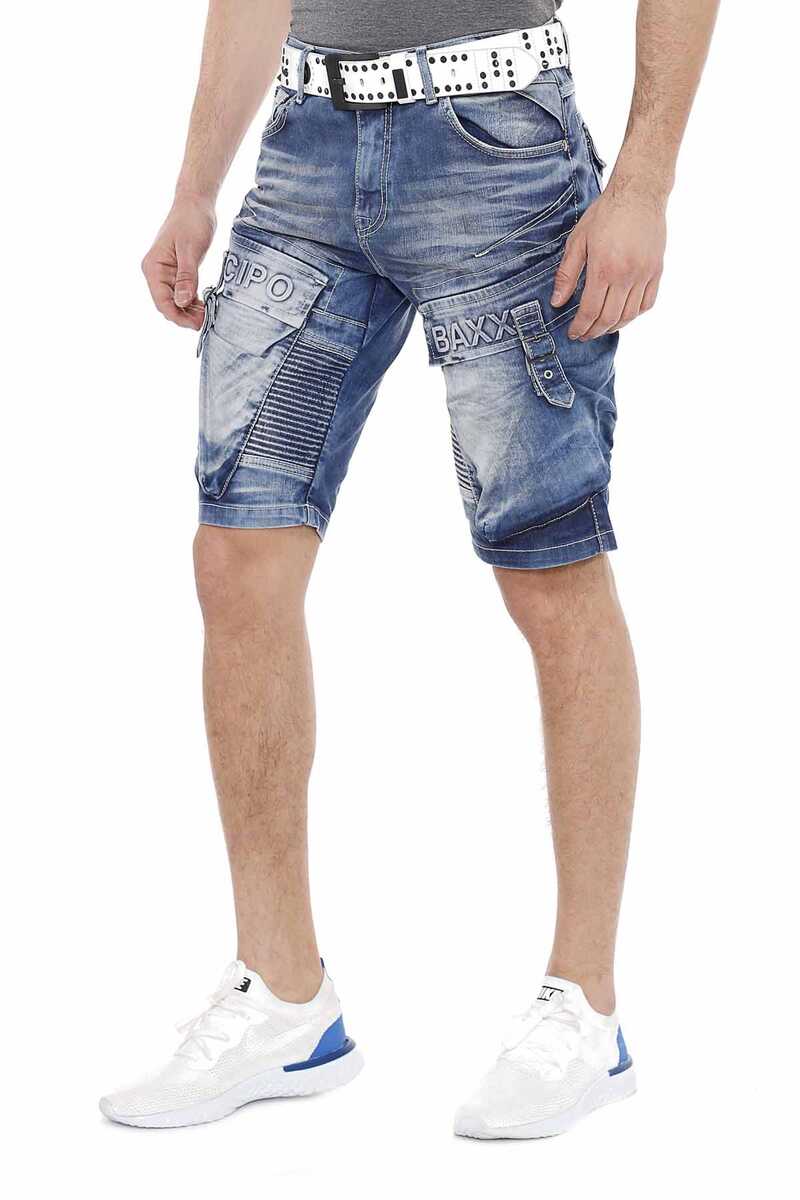 CK189 Cargo Pocket Washed Men's Denim Capri Shorts