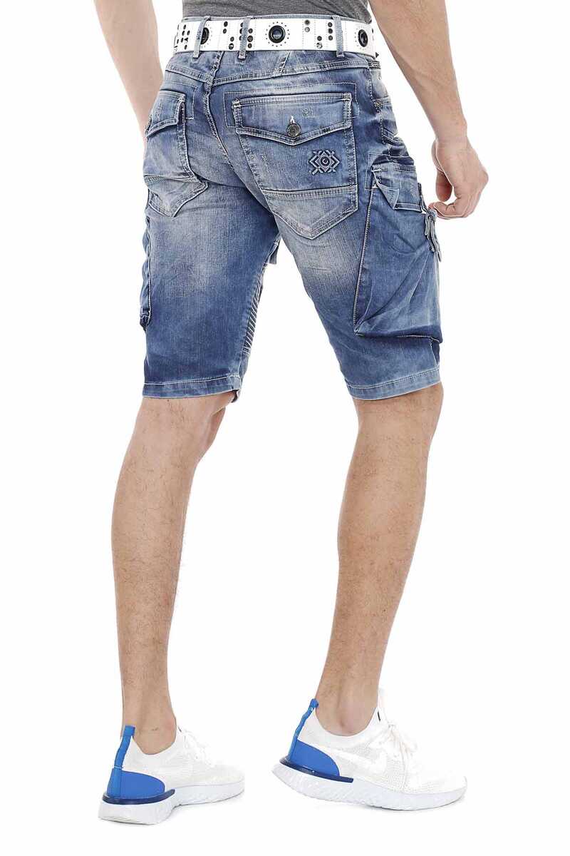 CK189 Cargo Pocket Washed Men's Denim Capri Shorts