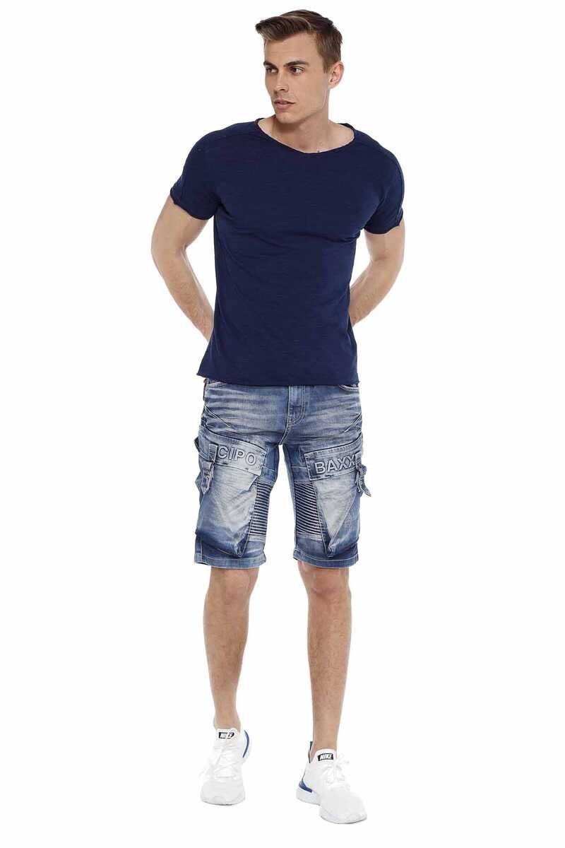 CK189 Cargo Pocket Washed Men's Denim Capri Shorts