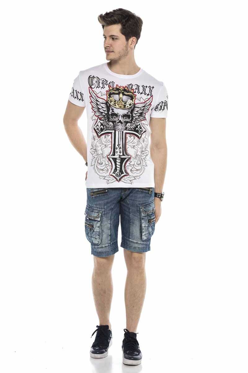 CK203 Cargo Pocket Zip Relaxed Fit Denim Capris
