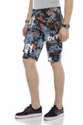 CK204 Fully Hand-Painted Men's Denim Capri Shorts