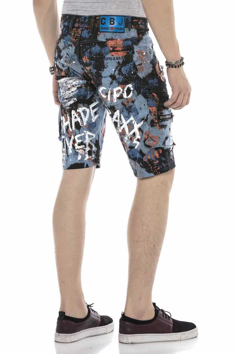 CK204 Fully Hand-Painted Men's Denim Capri Shorts