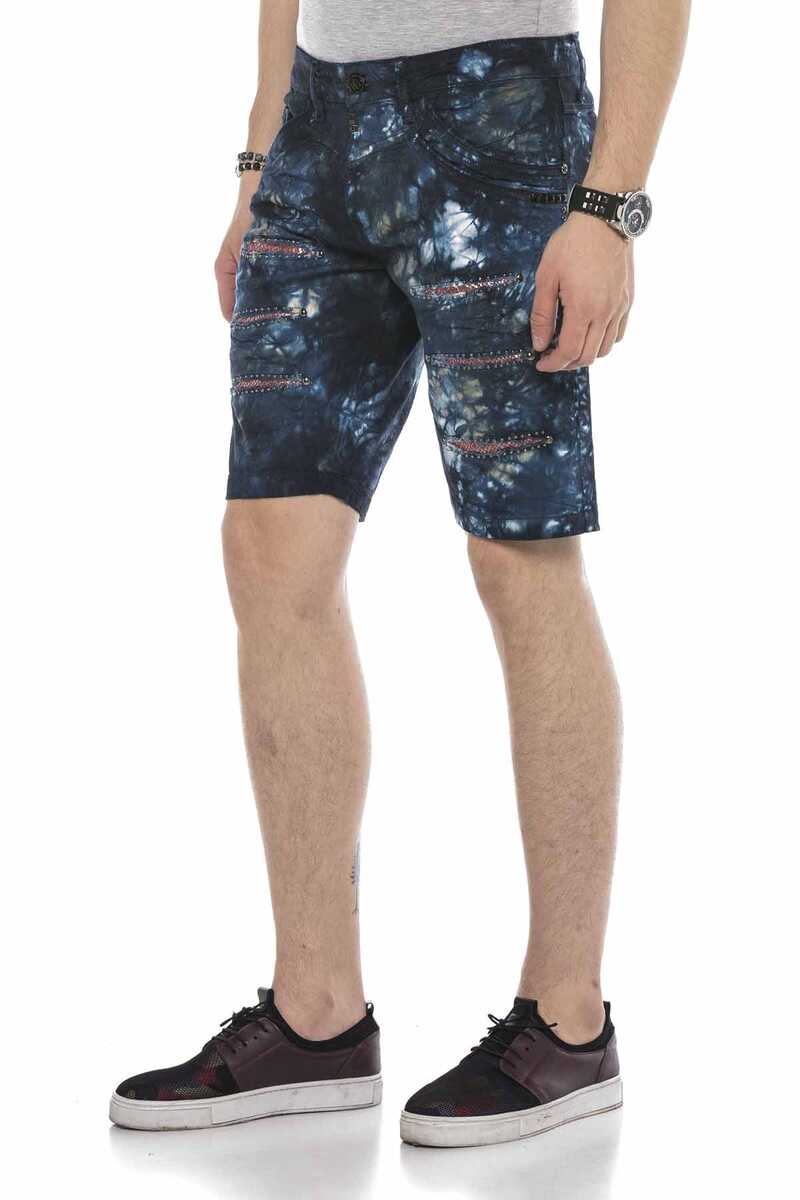 CK205 Variegated Hidden Rip Denim Capri Shorts