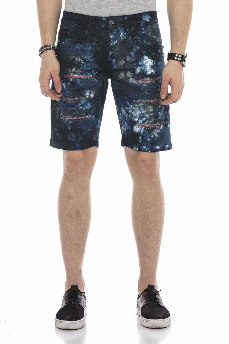 CK205 Variegated Hidden Rip Denim Capri Shorts