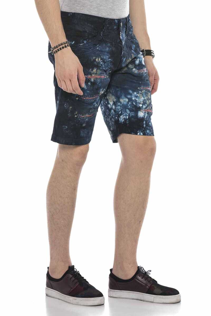 CK205 Variegated Hidden Rip Denim Capri Shorts
