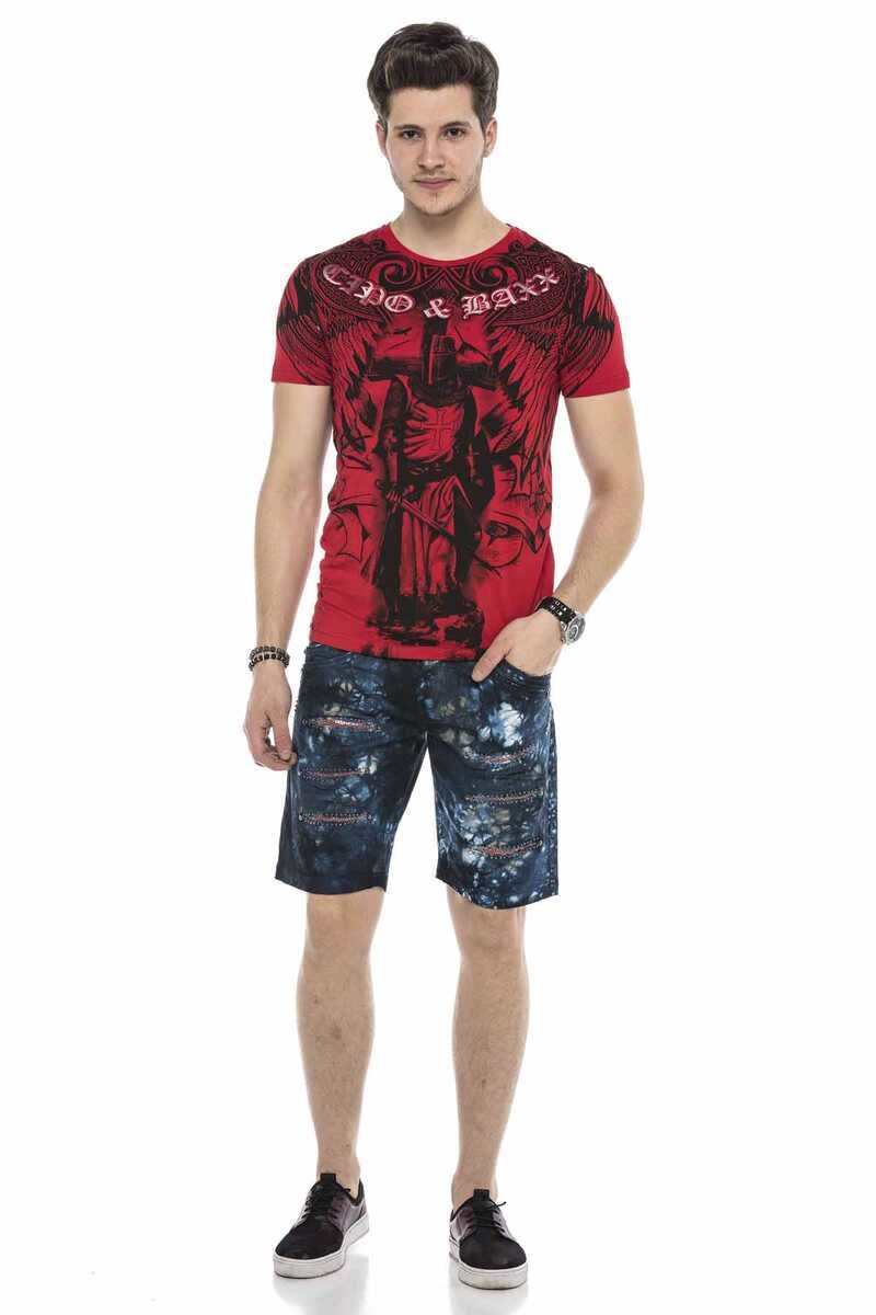 CK205 Variegated Hidden Rip Denim Capri Shorts