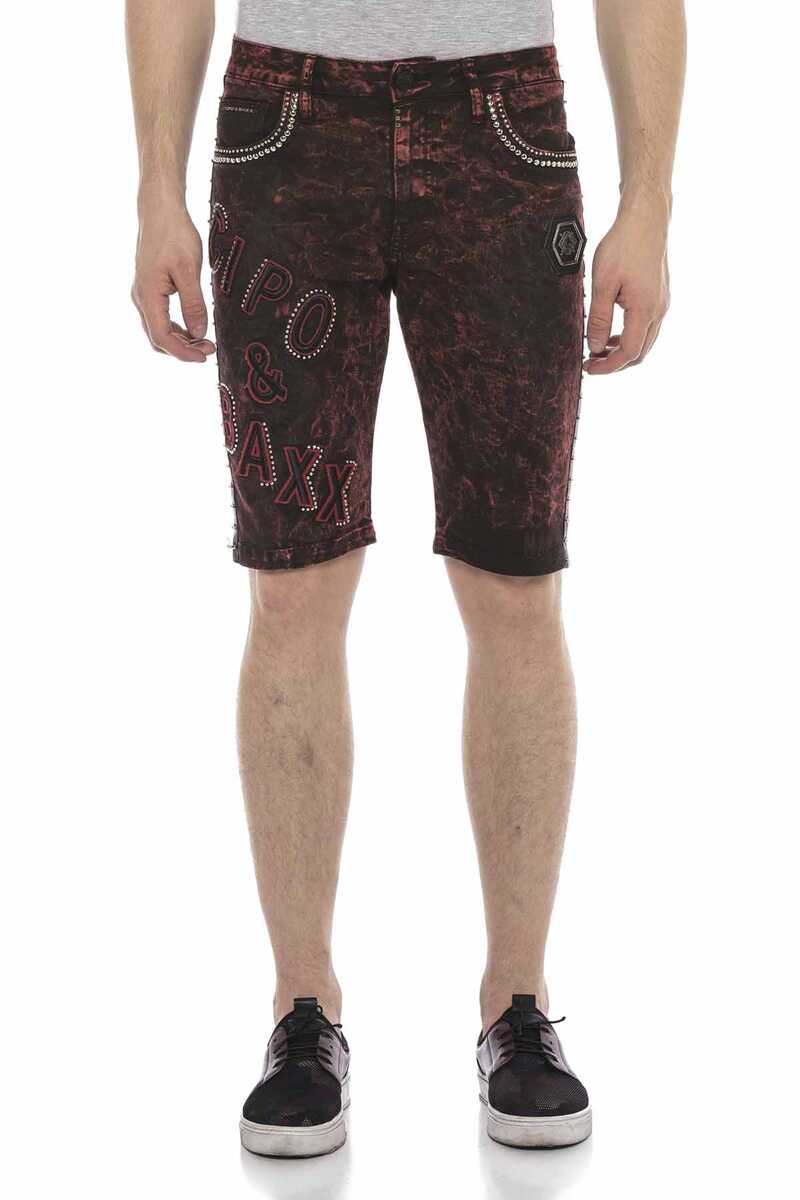 CK207 Variegated Glossy Metallic Denim Shorts