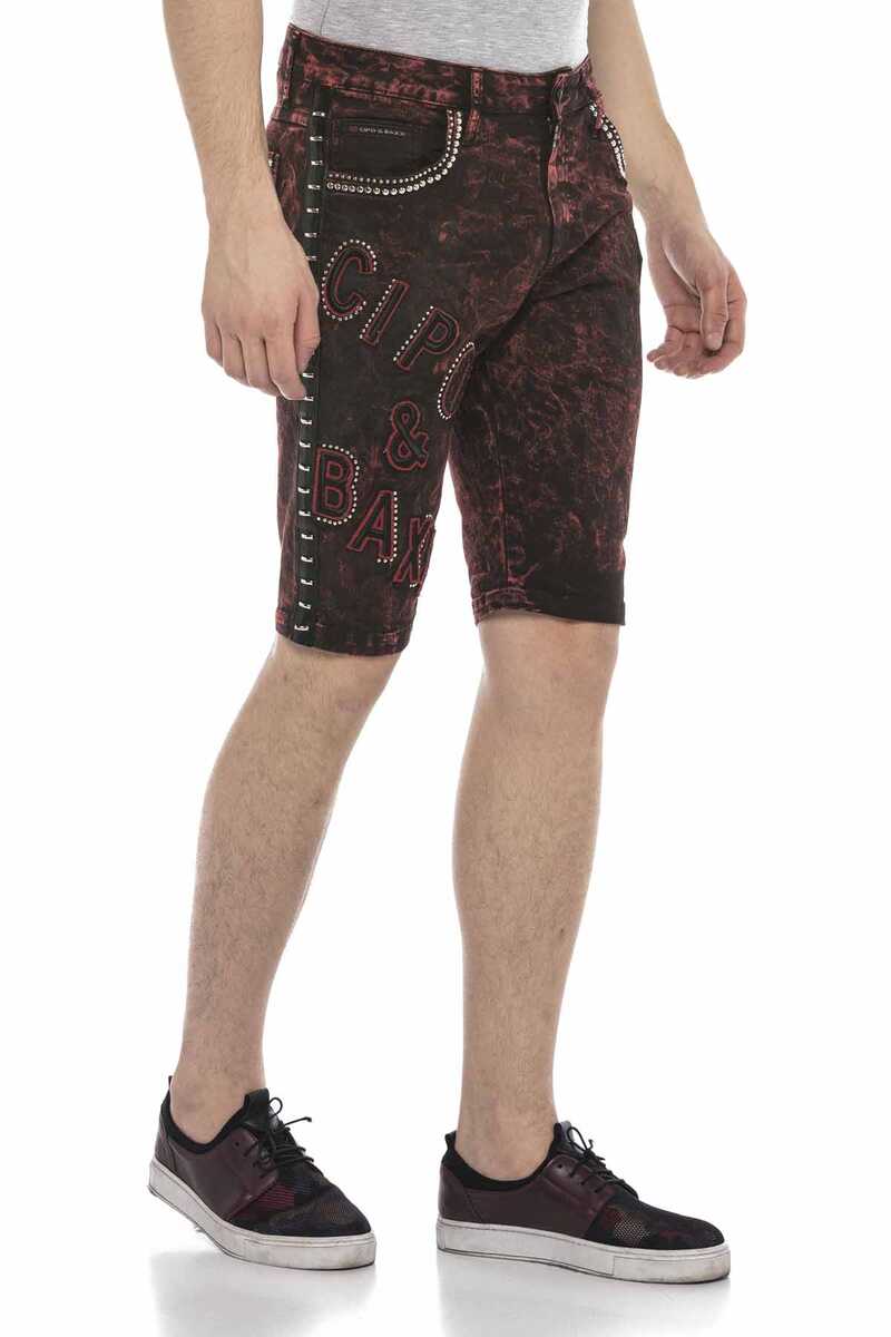 CK207 Variegated Glossy Metallic Denim Shorts