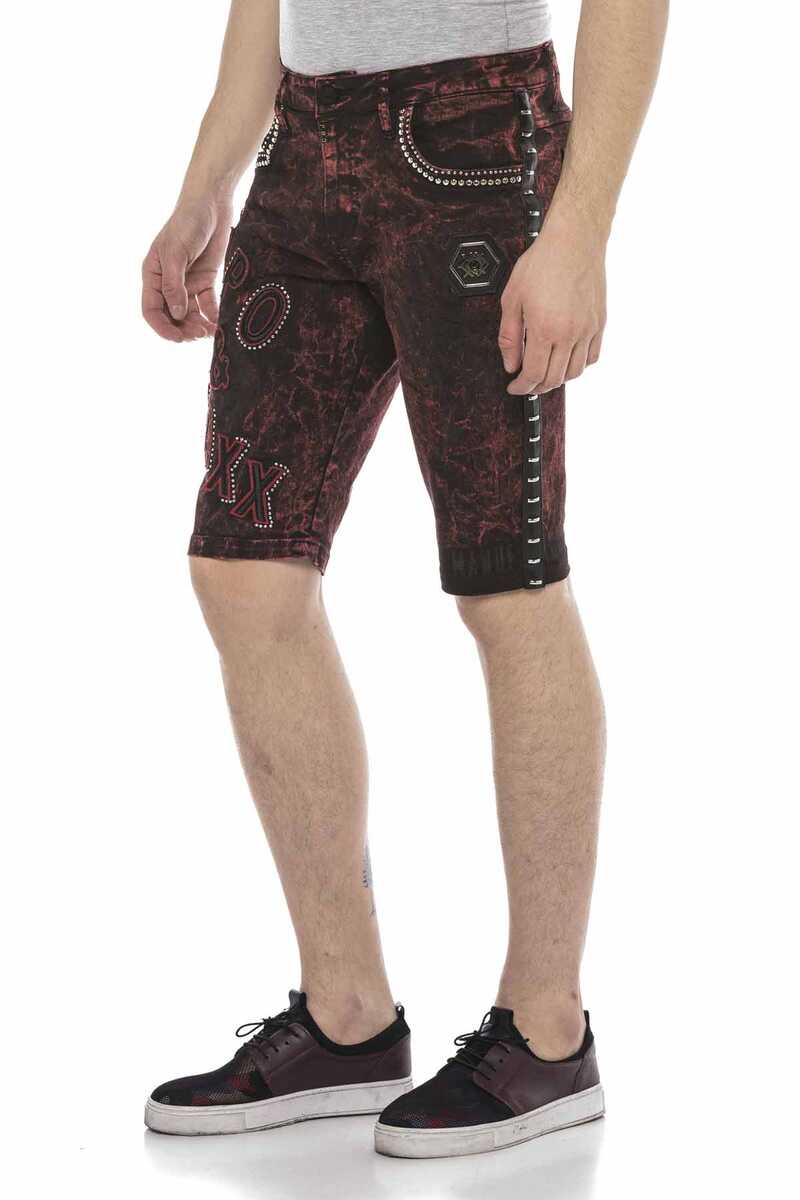 CK207 Variegated Glossy Metallic Denim Shorts