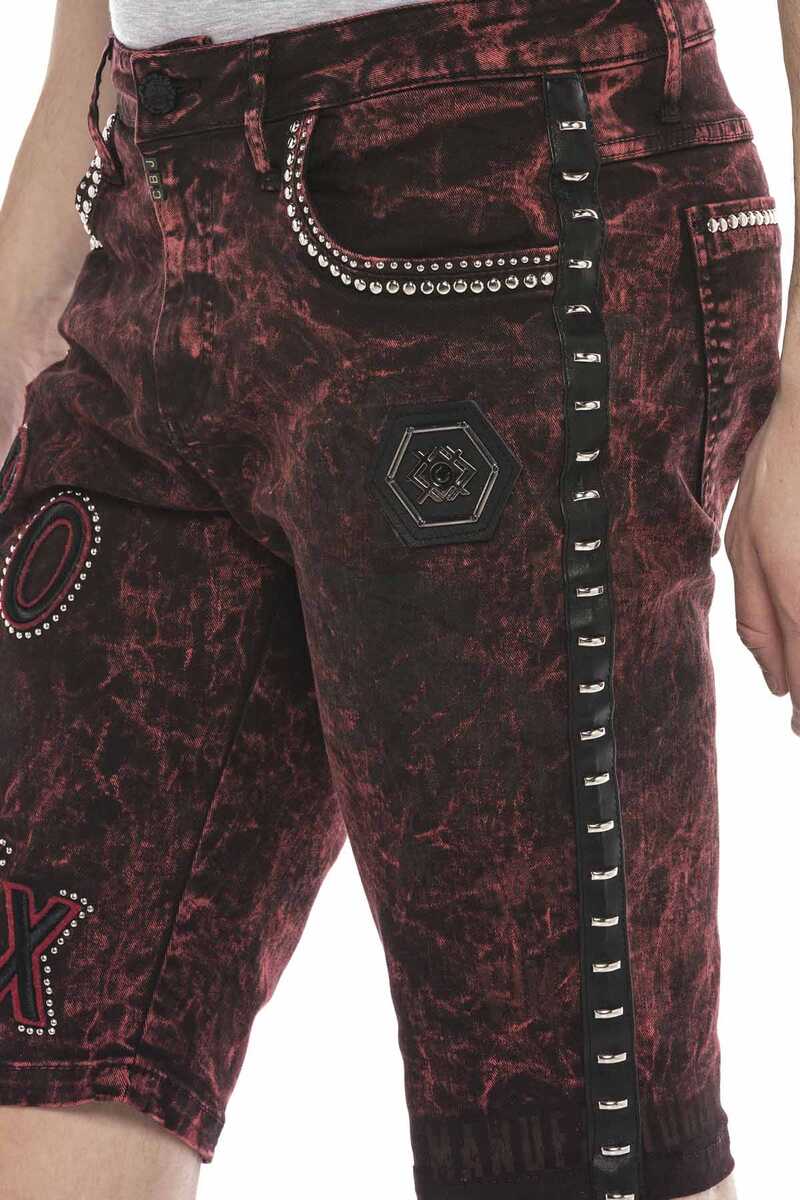 CK207 Variegated Glossy Metallic Denim Shorts