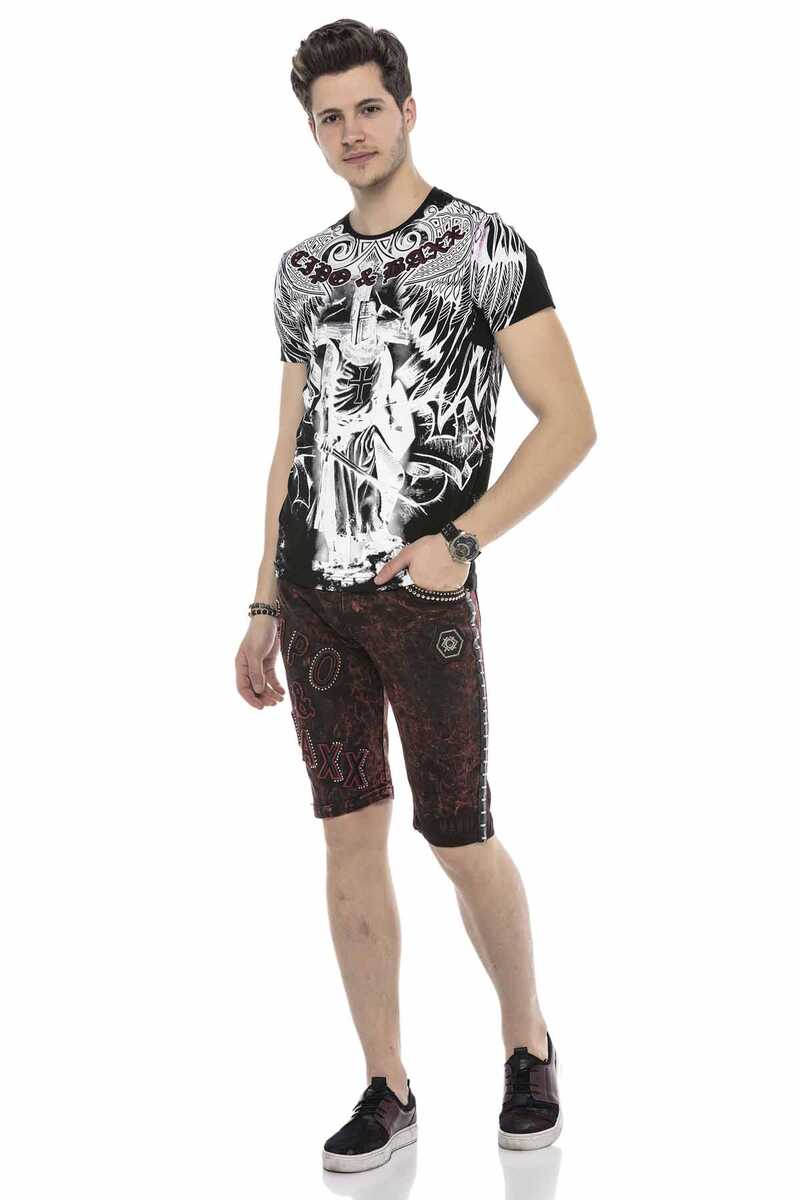 CK207 Variegated Glossy Metallic Denim Shorts