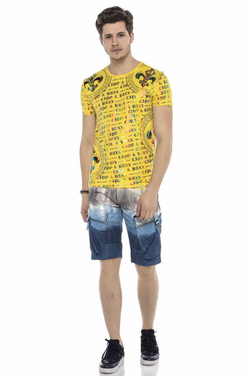 CK211 Cargo Buckle Pocket Denim Capri Shorts