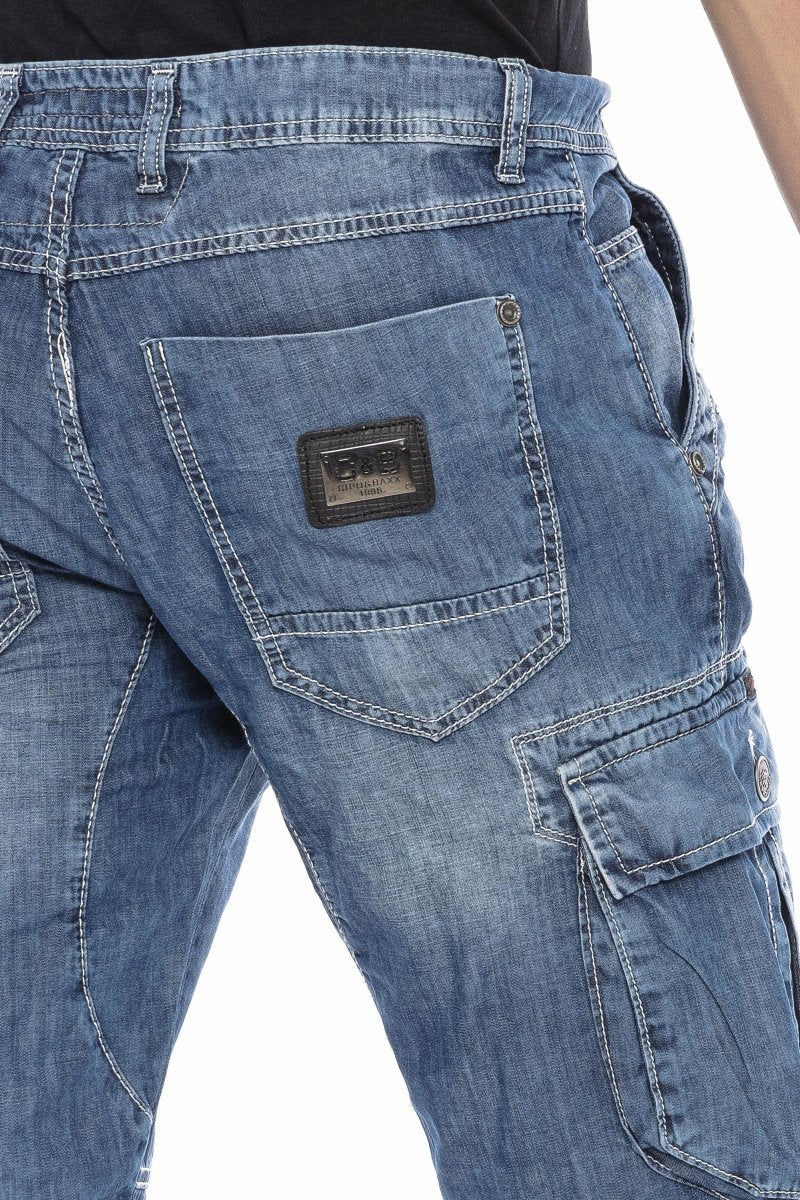 CL215 Men's Classic Pocketed Cargo Denim Shorts