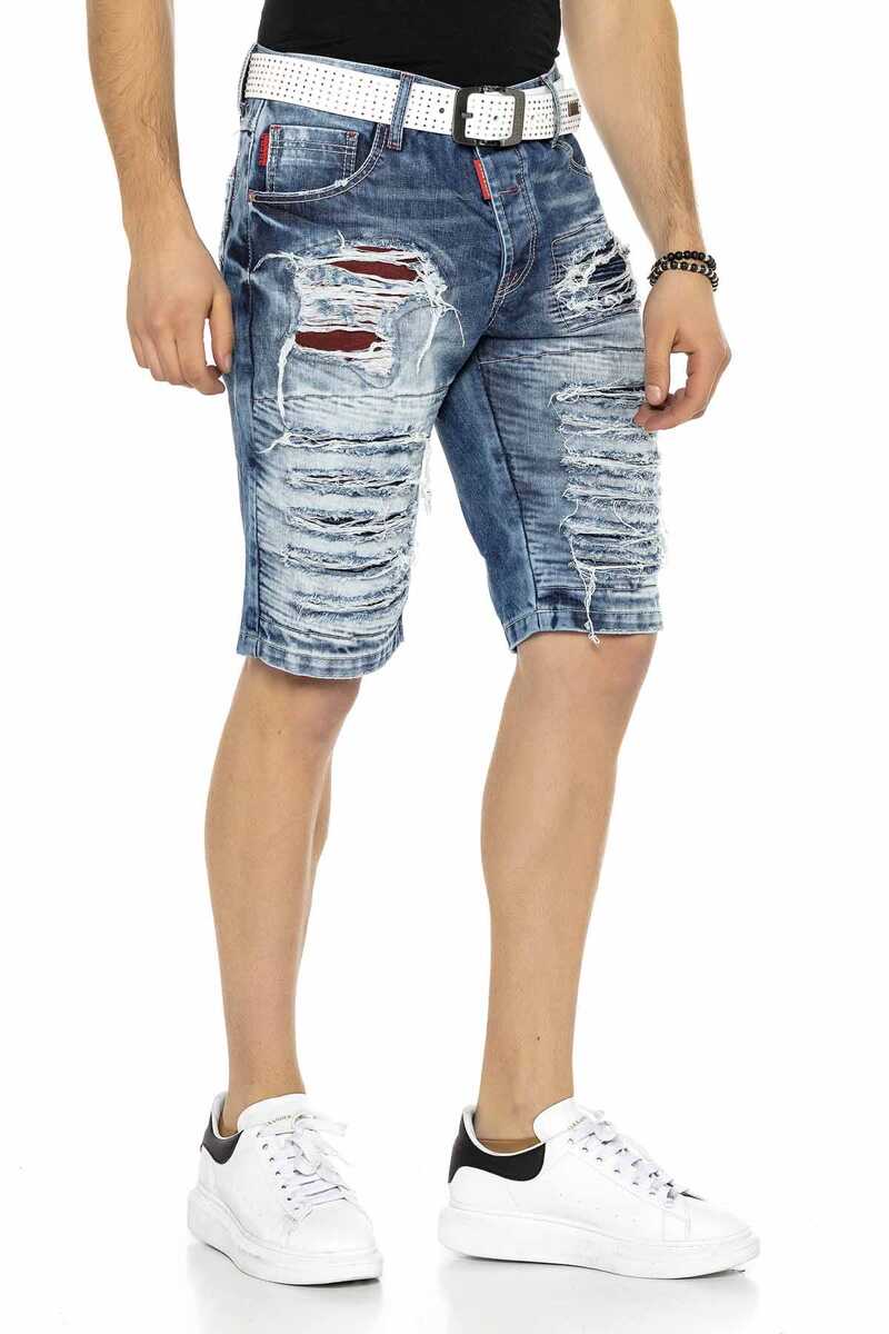 CK219 Men's Vintage Destroyed Ripped Patched Denim Capris