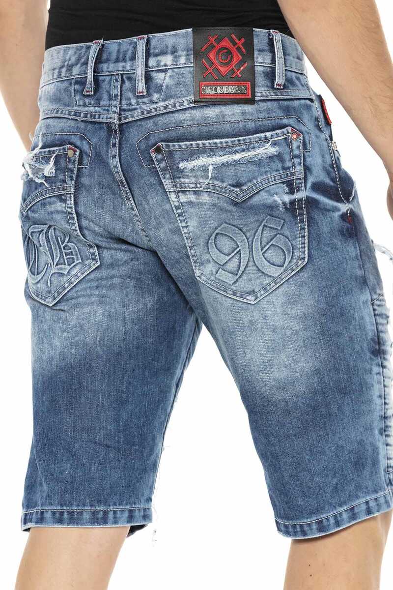 CK219 Men's Vintage Destroyed Ripped Patched Denim Capris